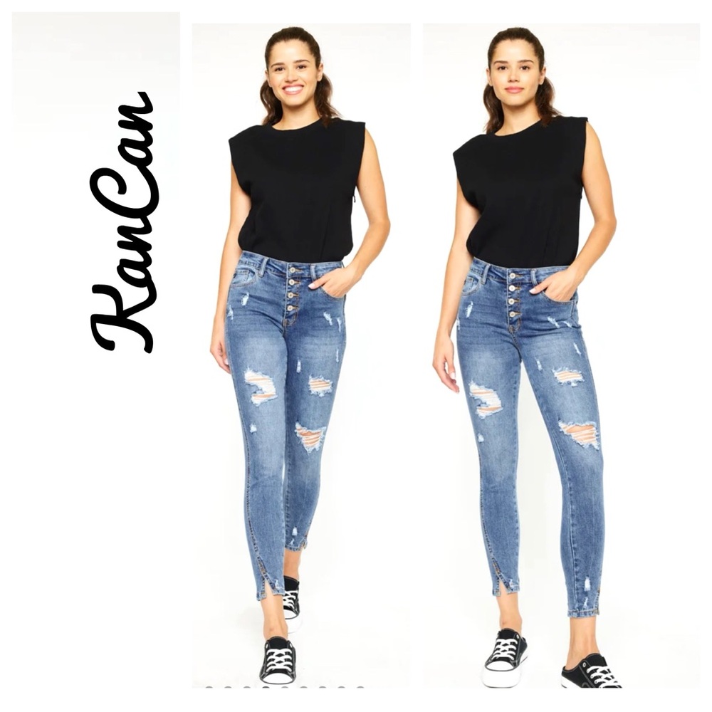 KanCan Distressed Ankle Skinny Jeans Button Fly 3 / 25
